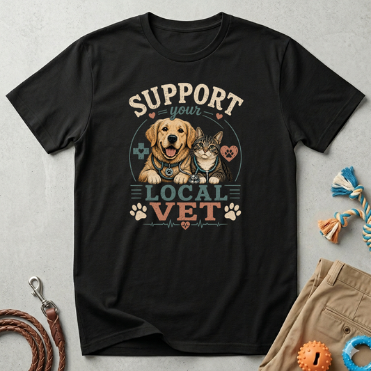 Support Your Local Vet T-Shirt — Dog & Cat Pet Rescue Tee
