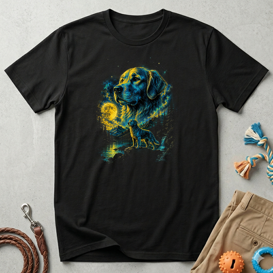 Golden Retriever Moon Graphic T‑Shirt — Vintage Dog Portrait Tee