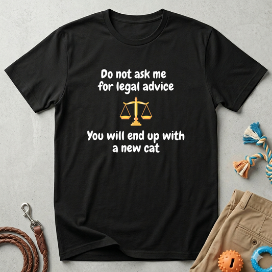 Do Not Ask Me For Legal Advice T‑Shirt — Funny Lawyer Cat Scales Tee
