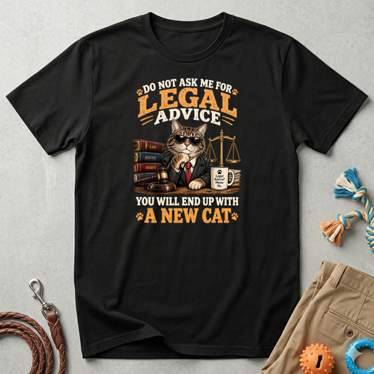 Cat Lawyer T-Shirt – "Do Not Ask Me For Legal Advice, You Will End Up With A New Cat"