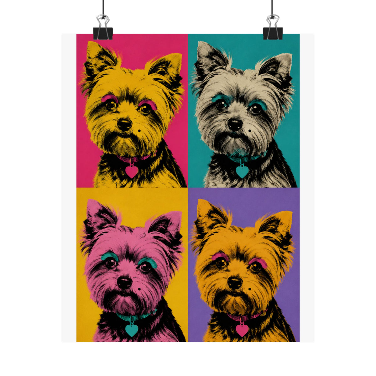 Pop Art Yorkie Poster – Colorful Matte Vertical Dog Art Print