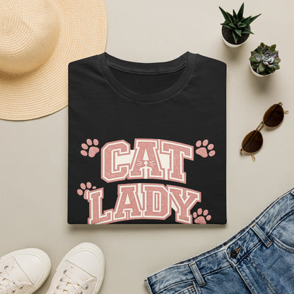 Cat Lady T-Shirt — Cute Pink Paw Print Graphic Tee for Cat Lovers