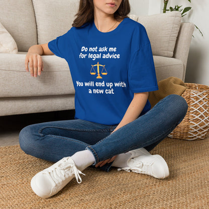 Do Not Ask Me For Legal Advice T‑Shirt — Funny Lawyer Cat Scales Tee