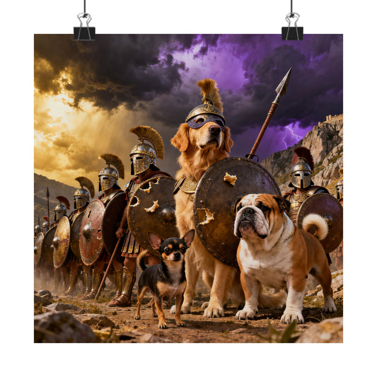 Warrior Dogs Poster — Spartan Canine Art Matte Vertical Print