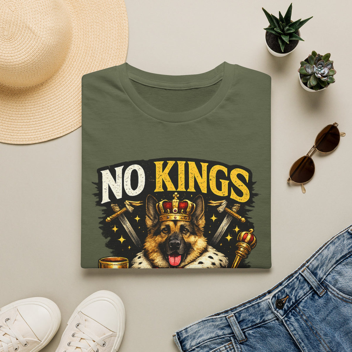 T-Shirt — "No Kings (Except My Dog)" German Shepherd Royalty Tee