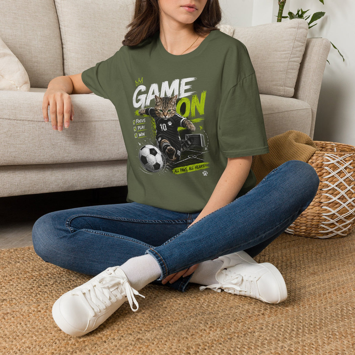 Game On Soccer T‑Shirt — Cat Player Design (Focus • Play • Win)