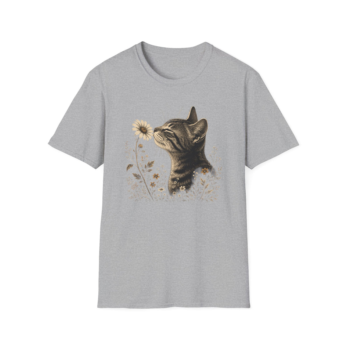 Cat & Wildflower T-Shirt — Whimsical Floral Kitty Tee