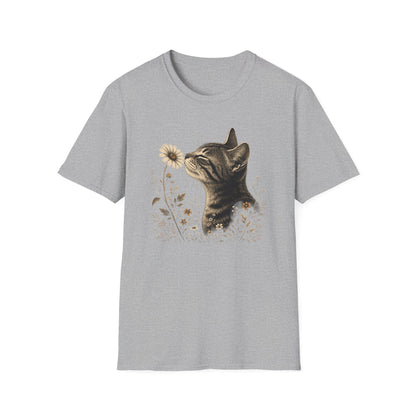 Cat & Wildflower T-Shirt — Whimsical Floral Kitty Tee