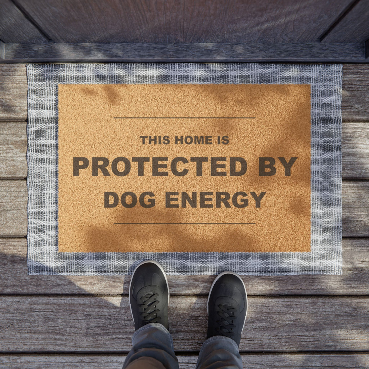 Doormat — "This Home Is Protected By Dog Energy" Coir Welcome Mat