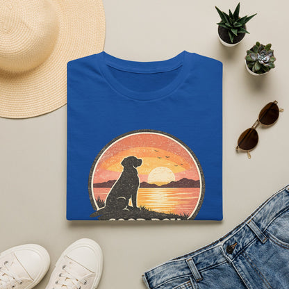 Dog Sunset T-Shirt — "Good Boy" Retro Beach Graphic Tee