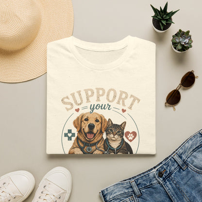 Support Your Local Vet T-Shirt — Dog & Cat Pet Rescue Tee