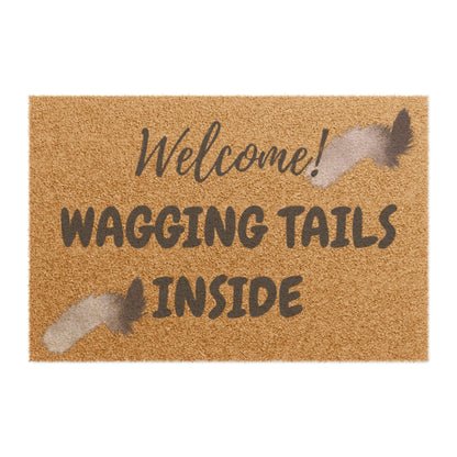 Welcome! Wagging Tails Inside Doormat — Pet-Friendly Coir Welcome Mat
