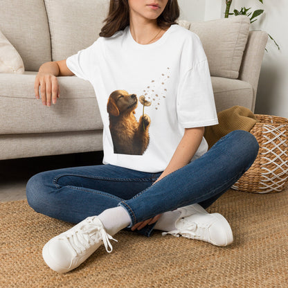 Puppy & Dandelion T-Shirt — Cute Dog Blowing Dandelion Graphic Tee