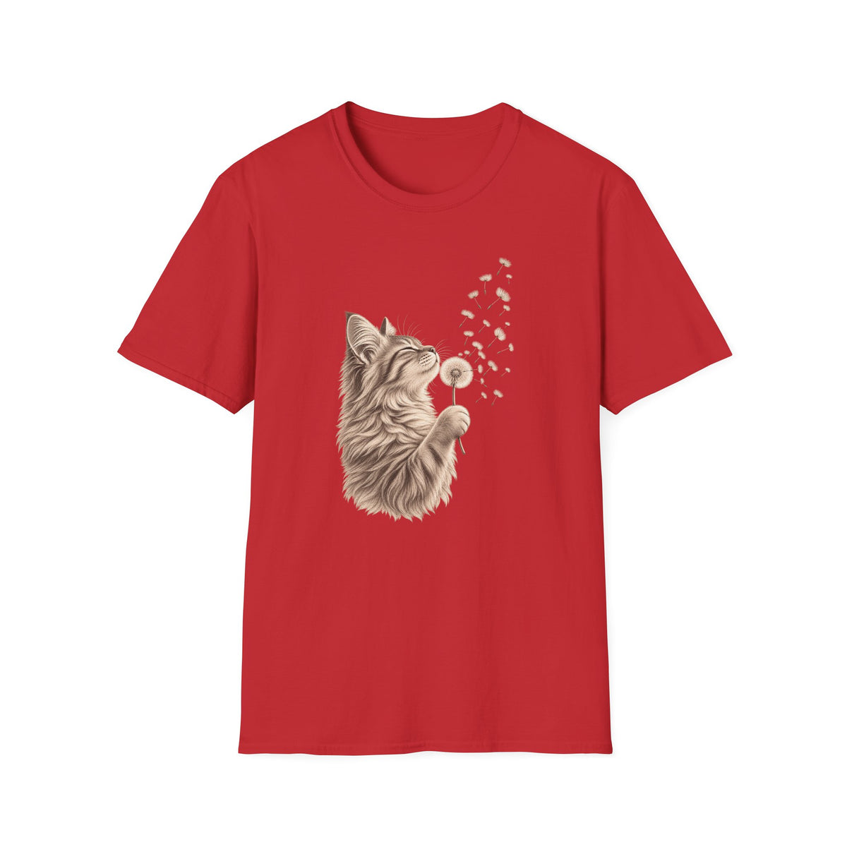 Cat Dandelion T-Shirt — Cute Cat Blowing Dandelion Graphic Tee