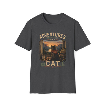 Adventure Cat T‑Shirt — “Adventures Are Better with a Cat” Graphic Tee