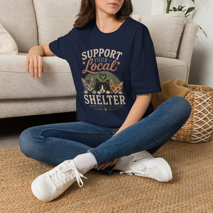 Support Your Local Shelter T-Shirt — Rescue Cats Adoption Fundraiser Tee