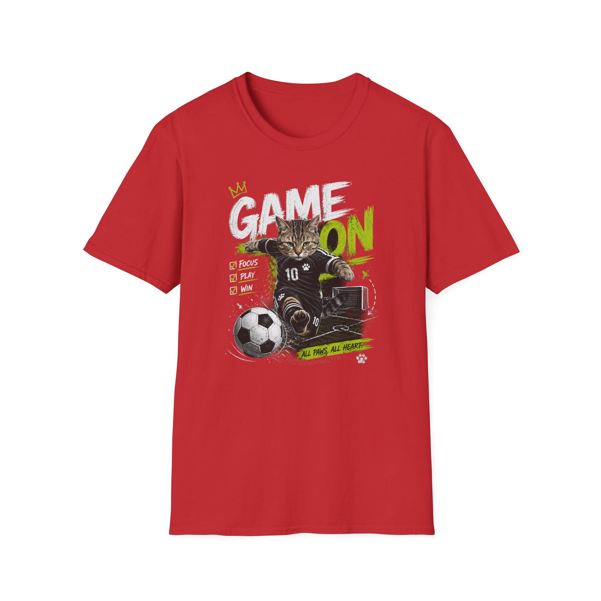 Game On Soccer T‑Shirt — Cat Player Design (Focus • Play • Win)