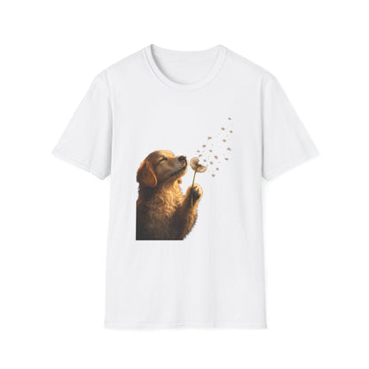 Puppy & Dandelion T-Shirt — Cute Dog Blowing Dandelion Graphic Tee
