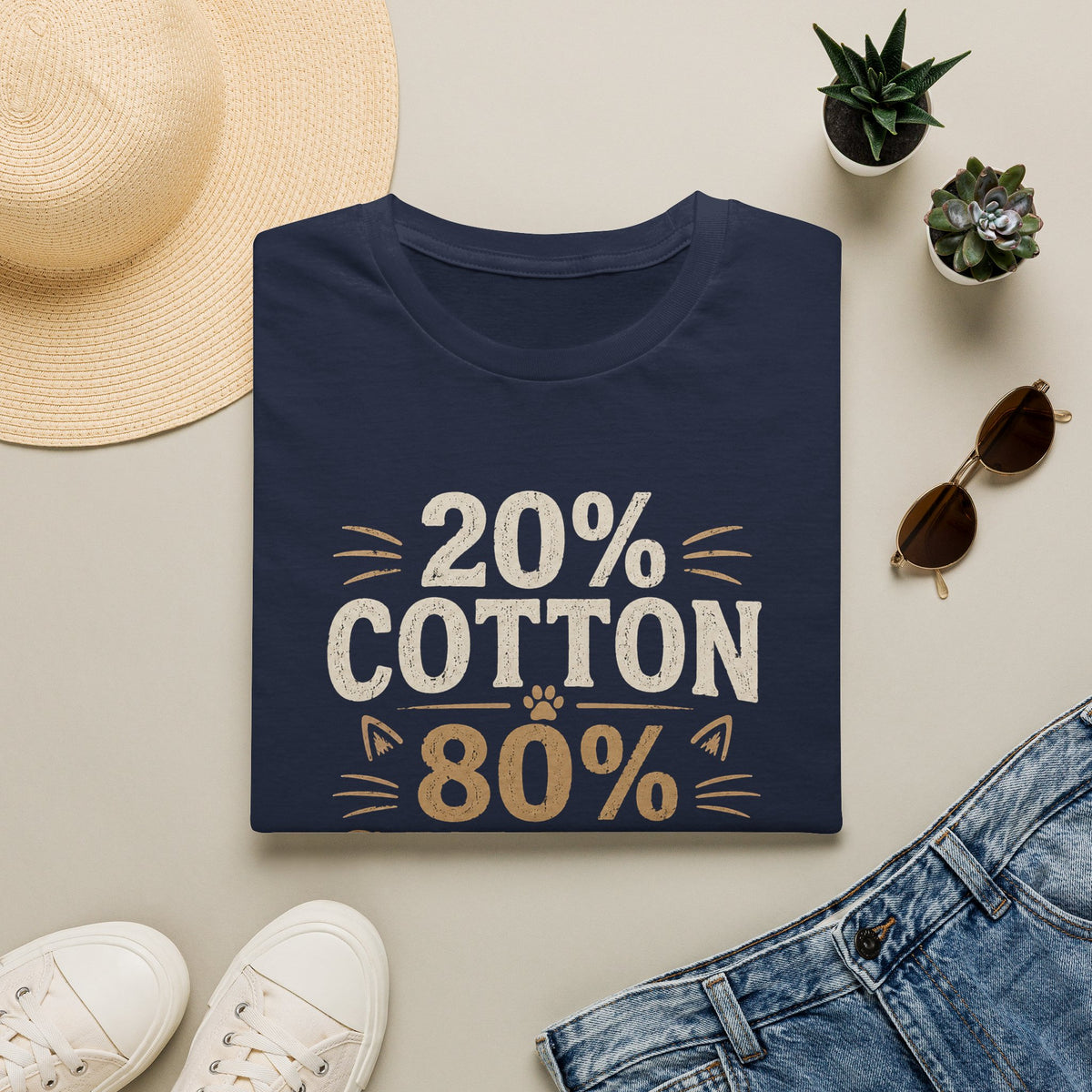 20% Cotton 80% Cat Hair T-Shirt — Funny Cat Lover Tee