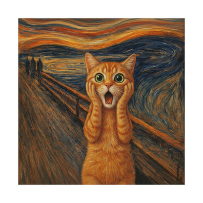 Cat Scream Poster — Funny Orange Cat Matte Wall Art (The Scream Parody)