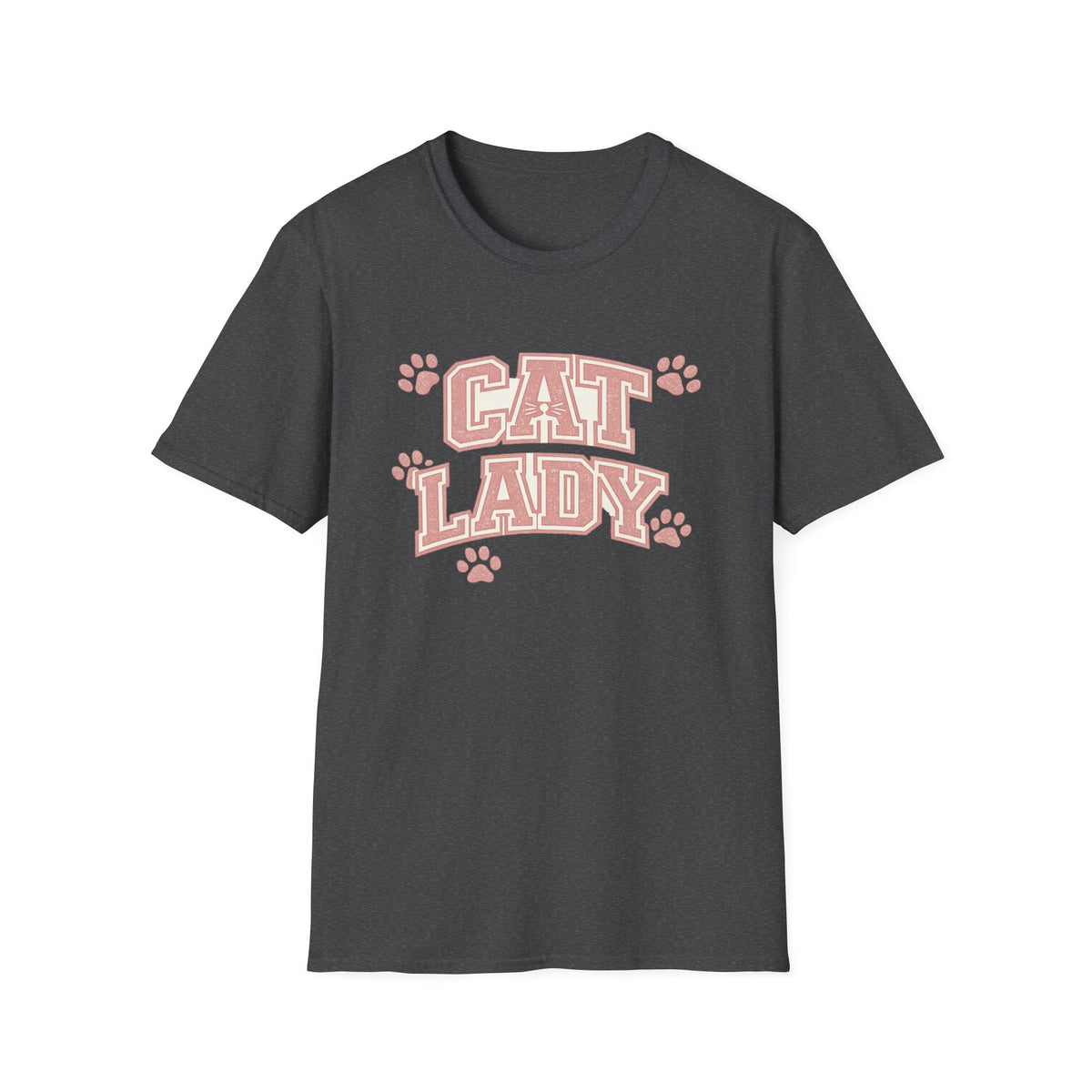 Cat Lady T-Shirt — Cute Pink Paw Print Graphic Tee for Cat Lovers