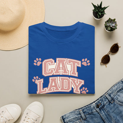 Cat Lady T-Shirt — Cute Pink Paw Print Graphic Tee for Cat Lovers