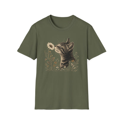 Cat & Wildflower T-Shirt — Whimsical Floral Kitty Tee