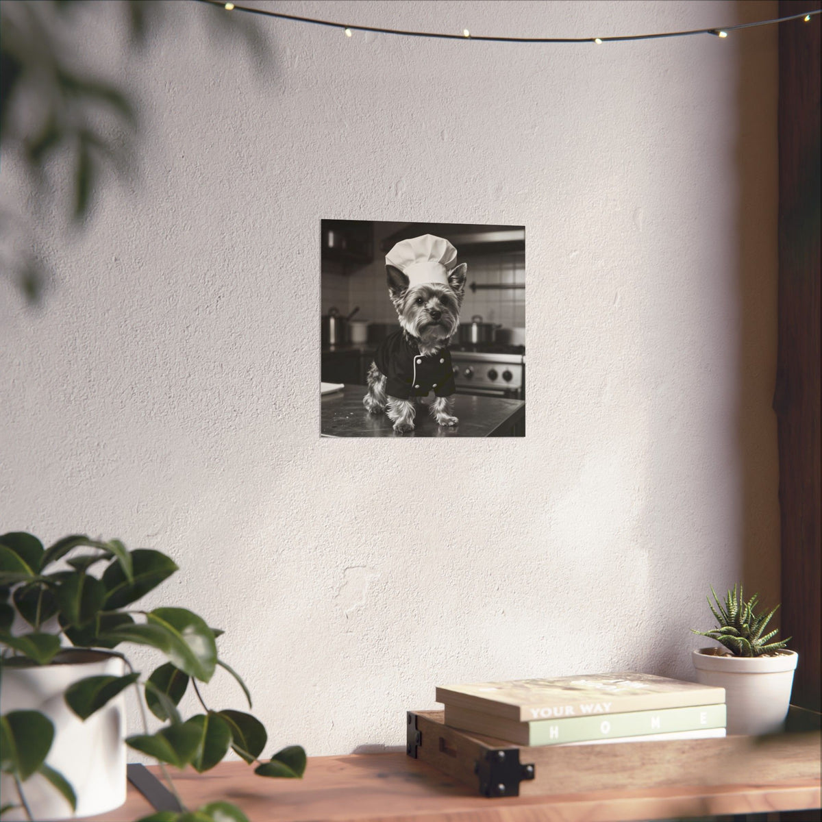 Digital download Chef Dog Poster — Matte Vertical Kitchen Wall Art (Yorkshire Terrier in Chef Hat)