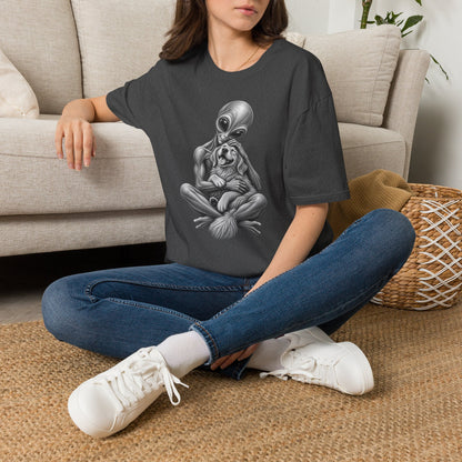 Alien Hug T-Shirt — Cute Alien Holding Dog Graphic Tee