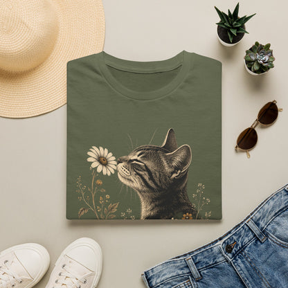 Cat & Wildflower T-Shirt — Whimsical Floral Kitty Tee