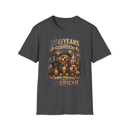 250 Years of Independence Dog T-Shirt — Paw Proud American 1776 Patriotic Tee
