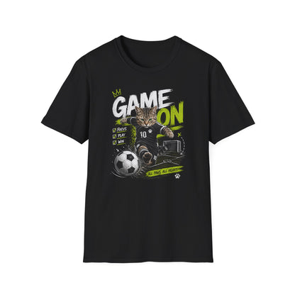 Game On Soccer T‑Shirt — Cat Player Design (Focus • Play • Win)