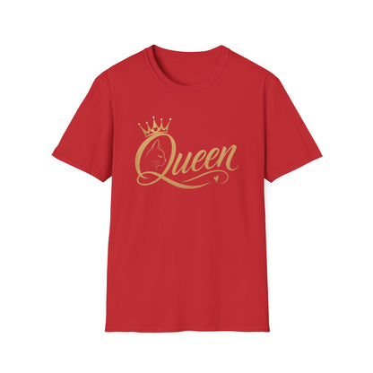 Queen cat lover T‑Shirt — Gold Crown Feminine Graphic Tee
