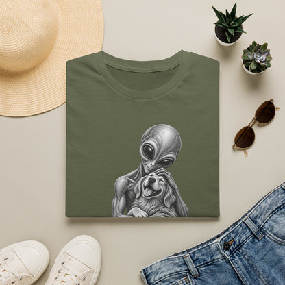 Alien Hug T-Shirt — Cute Alien Holding Dog Graphic Tee