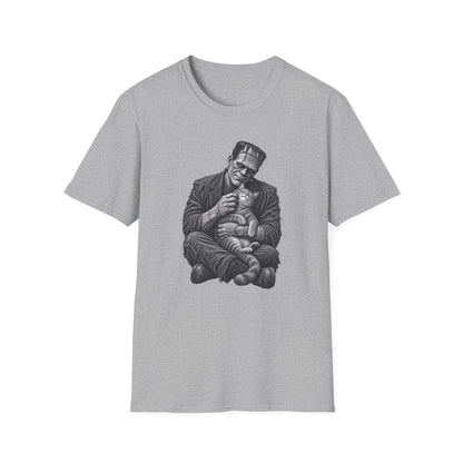 Frankenstein Holding Kitty T-Shirt — Cute Gothic Horror Tee