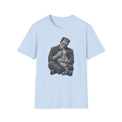 Frankenstein Holding Kitty T-Shirt — Cute Gothic Horror Tee