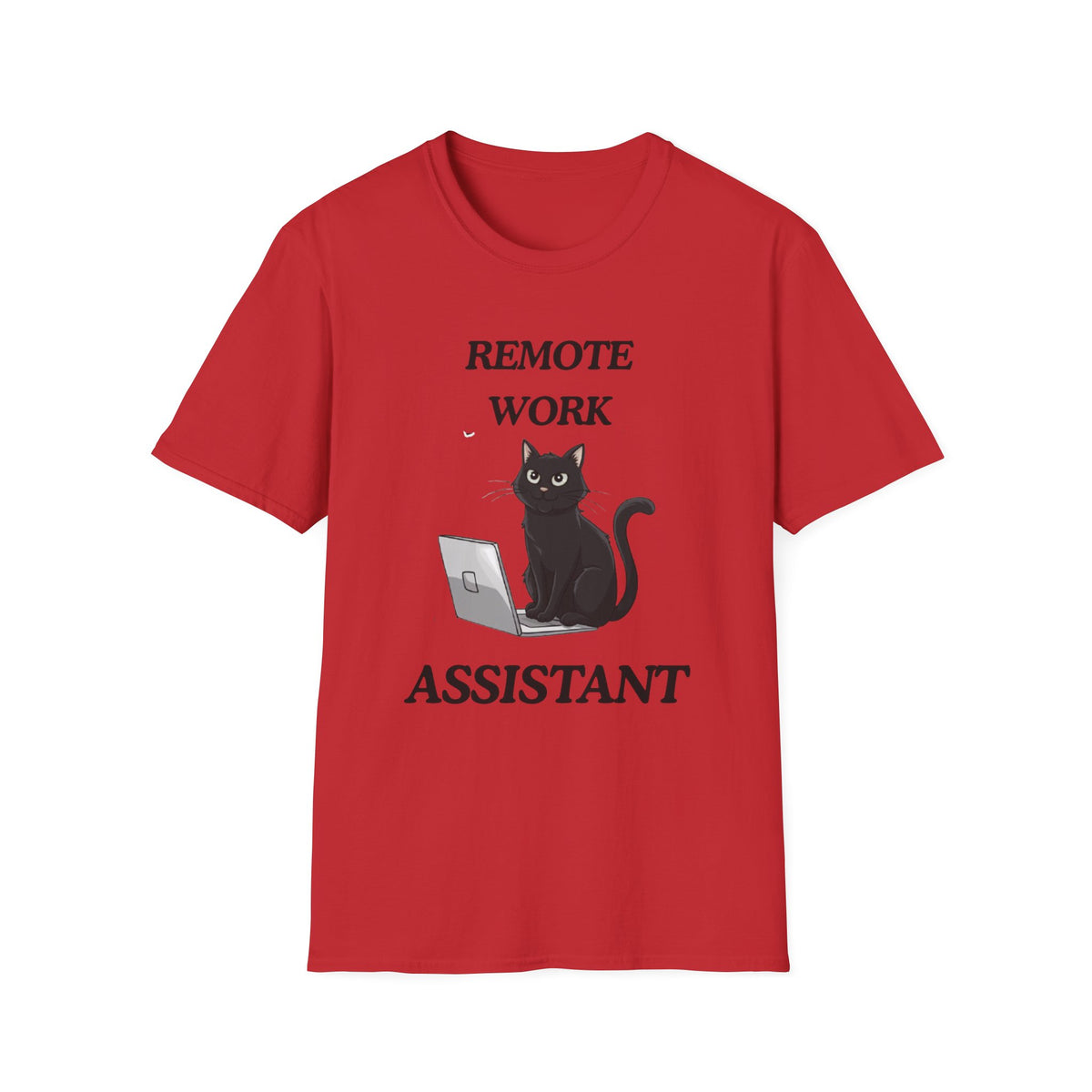Remote Work Assistant T-Shirt — Cute Black Cat Laptop Tee for WFH