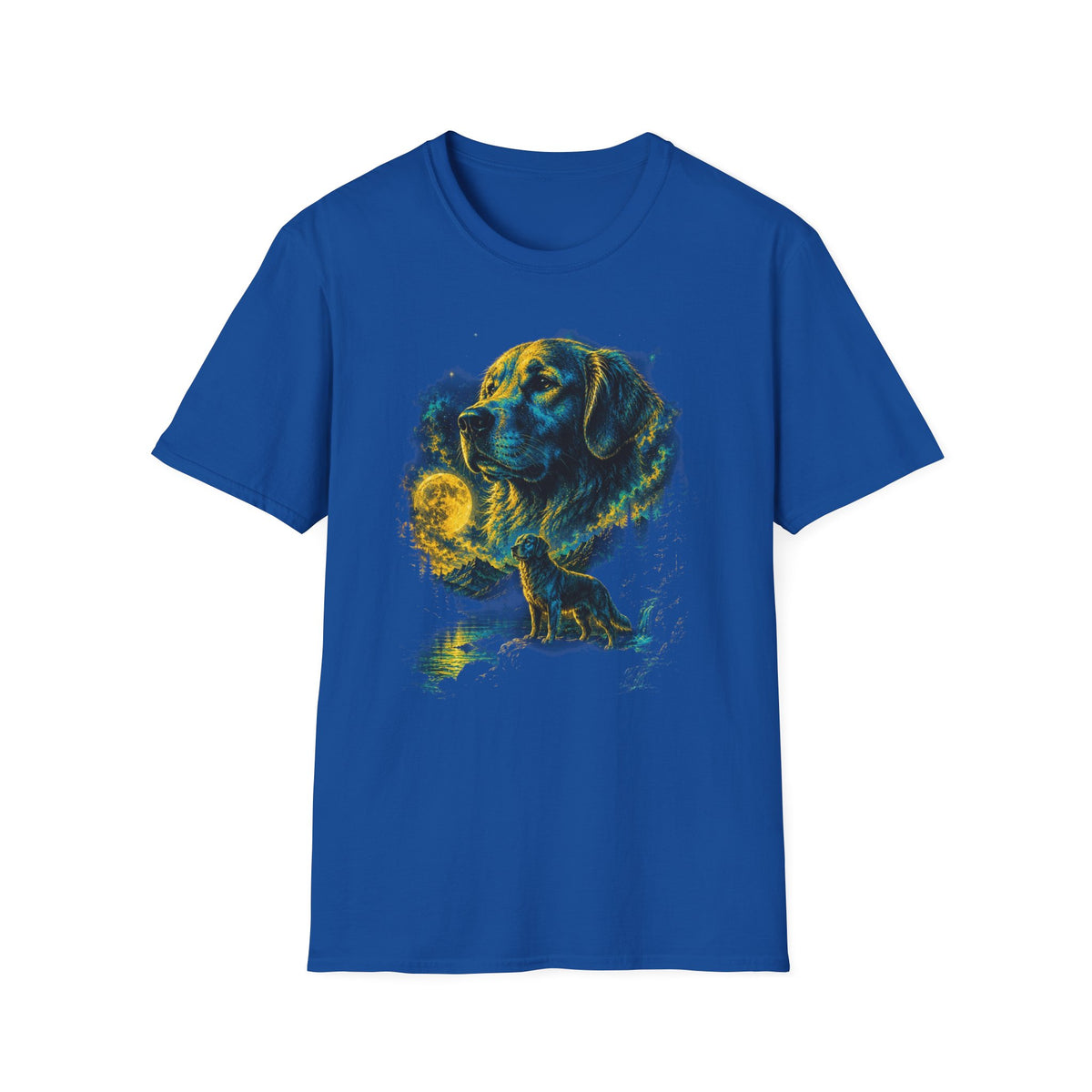 Golden Retriever Moon Graphic T‑Shirt — Vintage Dog Portrait Tee