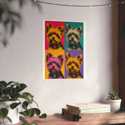 Pop Art Yorkie Poster – Colorful Matte Vertical Dog Art Print