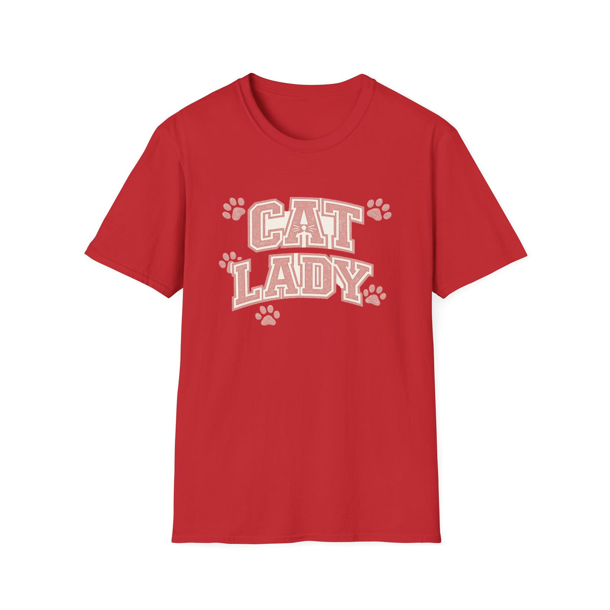 Cat Lady T-Shirt — Cute Pink Paw Print Graphic Tee for Cat Lovers