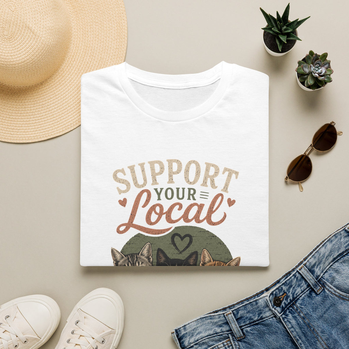 Support Your Local Shelter T-Shirt — Rescue Cats Adoption Fundraiser Tee