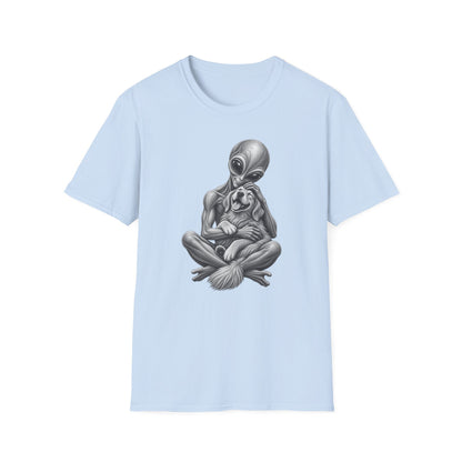 Alien Hug T-Shirt — Cute Alien Holding Dog Graphic Tee