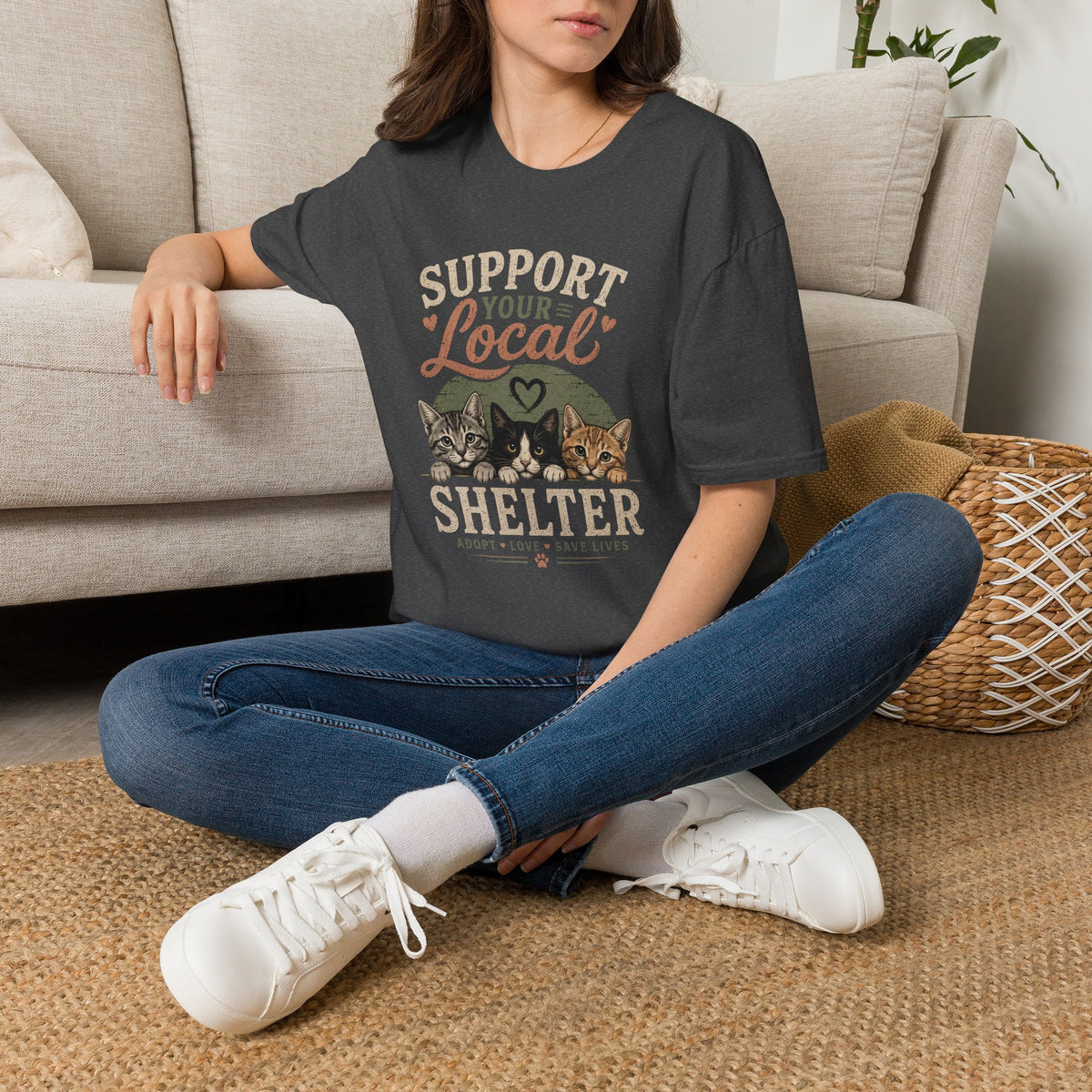 Support Your Local Shelter T-Shirt — Rescue Cats Adoption Fundraiser Tee