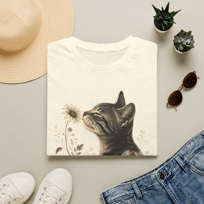 Cat & Wildflower T-Shirt — Whimsical Floral Kitty Tee