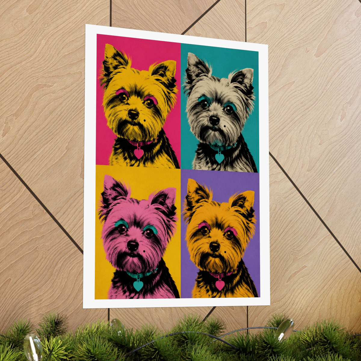 Pop Art Yorkie Poster – Colorful Matte Vertical Dog Art Print