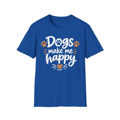 Dogs Make Me Happy T-Shirt — Cute Paw Print Dog Lover Tee