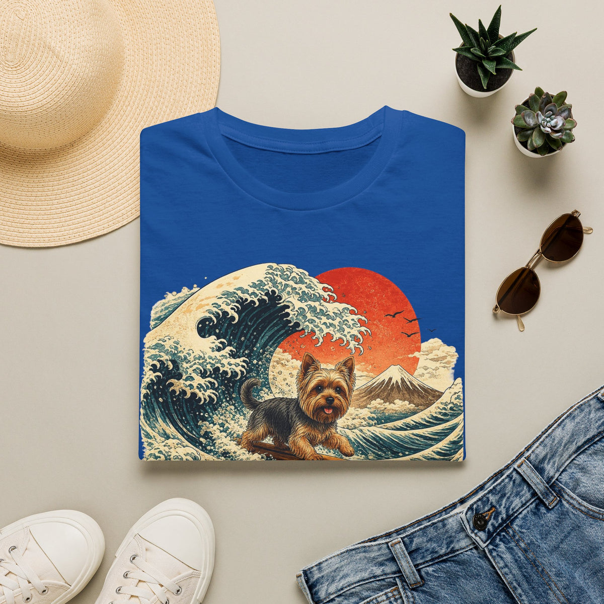 Yorkshire Terrier Wave T-Shirt — Japanese Wave Surf Dog Graphic Tee