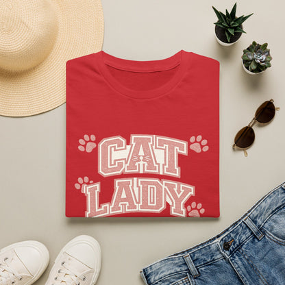 Cat Lady T-Shirt — Cute Pink Paw Print Graphic Tee for Cat Lovers