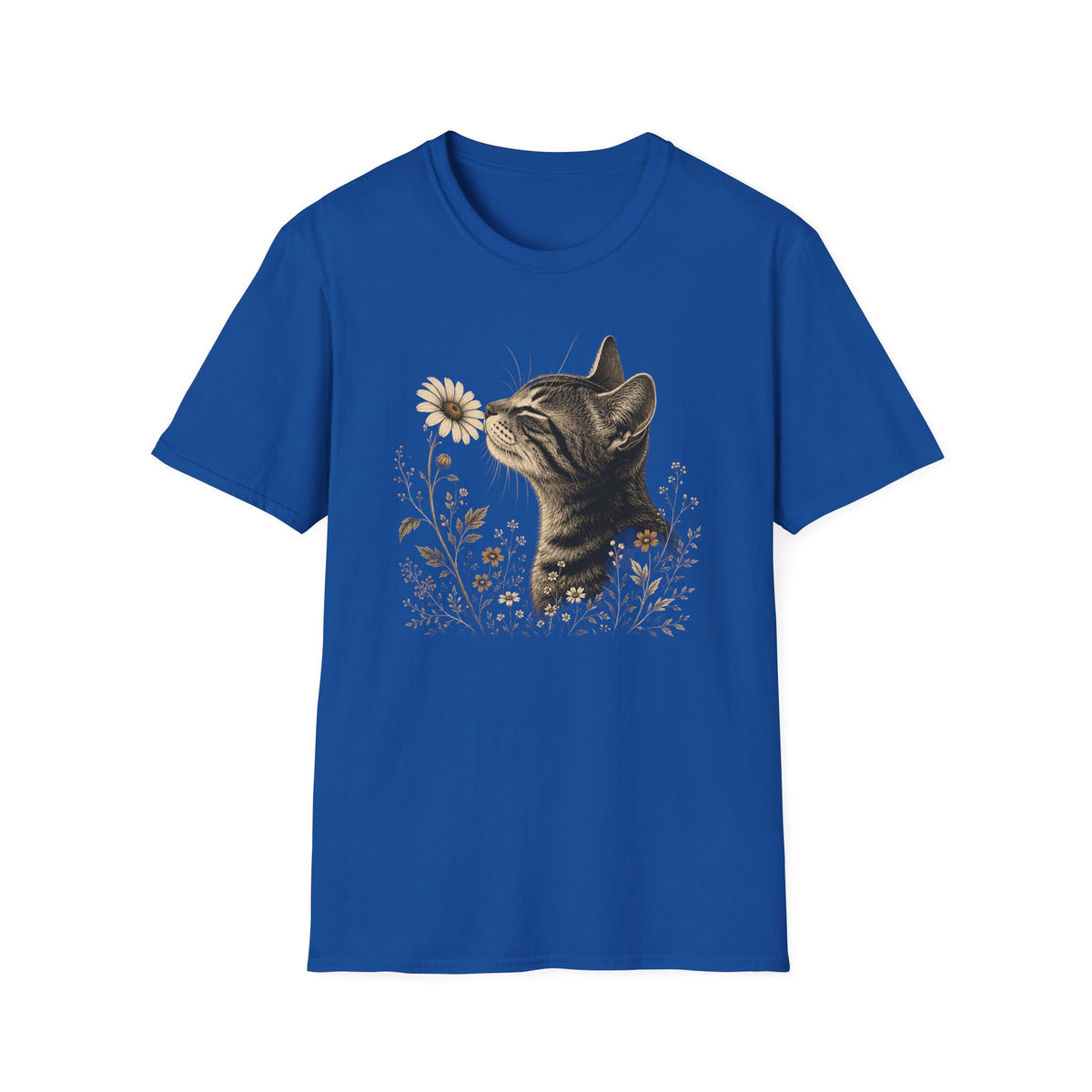 Cat & Wildflower T-Shirt — Whimsical Floral Kitty Tee