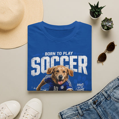 Born to Play Soccer T-Shirt — Golden Retriever Soccer Dog Design